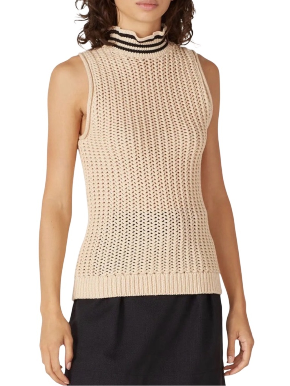 J.CREW Sleeveless Ruffled Mock neck / turtleneck Sweater | M | 100% Cotton
